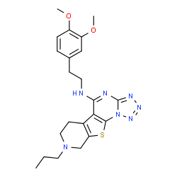 ChemSpider 2D Image | N-[2-(3,4-Dimethoxyphenyl)ethyl]-8-propyl-6,7,8,9-tetrahydropyrido[4',3':4,5]thieno[3,2-e]tetrazolo[1,5-a]pyrimidin-5-amine | C22H27N7O2S