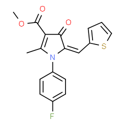 ChemSpider 2D Image | Methyl (5E)-1-(4-fluorophenyl)-2-methyl-4-oxo-5-(2-thienylmethylene)-4,5-dihydro-1H-pyrrole-3-carboxylate | C18H14FNO3S