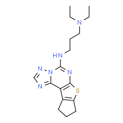 ChemSpider 2D Image | N'-(9,10-Dihydro-8H-cyclopenta[4,5]thieno[3,2-e][1,2,4]triazolo[1,5-c]pyrimidin-5-yl)-N,N-diethyl-1,3-propanediamine | C17H24N6S