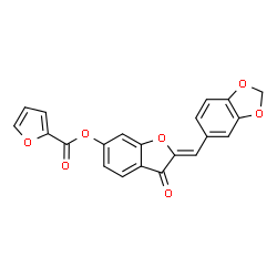 ChemSpider 2D Image | (2Z)-2-(1,3-Benzodioxol-5-ylmethylene)-3-oxo-2,3-dihydro-1-benzofuran-6-yl 2-furoate | C21H12O7