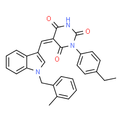 ChemSpider 2D Image | (5Z)-1-(4-Ethylphenyl)-5-{[1-(2-methylbenzyl)-1H-indol-3-yl]methylene}-2,4,6(1H,3H,5H)-pyrimidinetrione | C29H25N3O3