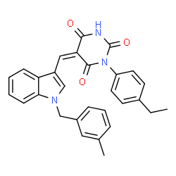 ChemSpider 2D Image | (5Z)-1-(4-Ethylphenyl)-5-{[1-(3-methylbenzyl)-1H-indol-3-yl]methylene}-2,4,6(1H,3H,5H)-pyrimidinetrione | C29H25N3O3