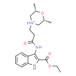 ChemSpider 2D Image | (2R,6S)-4-(3-{[2-(Ethoxycarbonyl)-1H-indol-3-yl]amino}-3-oxopropyl)-2,6-dimethylmorpholin-4-ium | C20H28N3O4