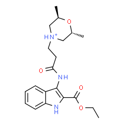 ChemSpider 2D Image | (2R,6R)-4-(3-{[2-(Ethoxycarbonyl)-1H-indol-3-yl]amino}-3-oxopropyl)-2,6-dimethylmorpholin-4-ium | C20H28N3O4