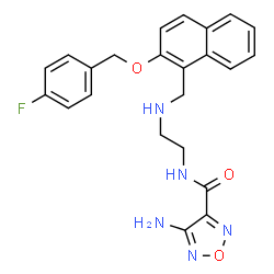 ChemSpider 2D Image | 4-Amino-N-{2-[({2-[(4-fluorobenzyl)oxy]-1-naphthyl}methyl)amino]ethyl}-1,2,5-oxadiazole-3-carboxamide | C23H22FN5O3