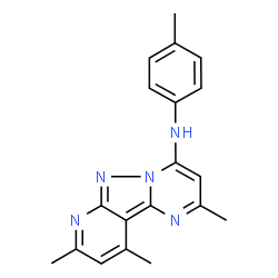 ChemSpider 2D Image | 2,8,10-Trimethyl-N-(4-methylphenyl)pyrido[2',3':3,4]pyrazolo[1,5-a]pyrimidin-4-amine | C19H19N5