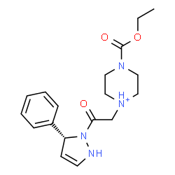 ChemSpider 2D Image | 4-(Ethoxycarbonyl)-1-{2-oxo-2-[(5R)-5-phenyl-2,5-dihydro-1H-pyrazol-1-yl]ethyl}piperazin-1-ium | C18H25N4O3