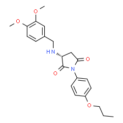 ChemSpider 2D Image | (3R)-3-[(3,4-Dimethoxybenzyl)amino]-1-(4-propoxyphenyl)-2,5-pyrrolidinedione | C22H26N2O5