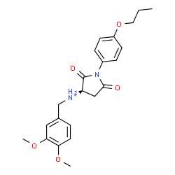 ChemSpider 2D Image | (3S)-N-(3,4-Dimethoxybenzyl)-2,5-dioxo-1-(4-propoxyphenyl)-3-pyrrolidinaminium | C22H27N2O5
