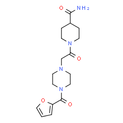 ChemSpider 2D Image | 1-{[4-(2-Furoyl)-1-piperazinyl]acetyl}-4-piperidinecarboxamide | C17H24N4O4