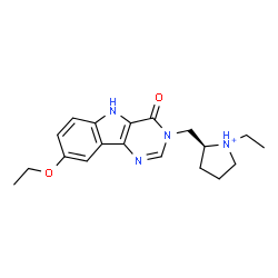 ChemSpider 2D Image | (2S)-2-[(8-Ethoxy-4-oxo-4,5-dihydro-3H-pyrimido[5,4-b]indol-3-yl)methyl]-1-ethylpyrrolidinium | C19H25N4O2