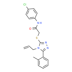 ChemSpider 2D Image | 2-{[4-Allyl-5-(2-methylphenyl)-4H-1,2,4-triazol-3-yl]sulfanyl}-N-(4-chlorophenyl)acetamide | C20H19ClN4OS