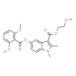 ChemSpider 2D Image | 2-Methoxyethyl 5-[(2,6-dimethoxybenzoyl)oxy]-1,2-dimethyl-1H-indole-3-carboxylate | C23H25NO7