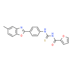 ChemSpider 2D Image | N-{[4-(5-Methyl-1,3-benzoxazol-2-yl)phenyl]carbamothioyl}-2-furamide | C20H15N3O3S
