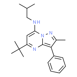 ChemSpider 2D Image | 5-tert-Butyl-N-isobutyl-2-methyl-3-phenylpyrazolo[1,5-a]pyrimidin-7-amine | C21H28N4