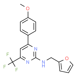 ChemSpider 2D Image | N-(2-Furylmethyl)-4-(4-methoxyphenyl)-6-(trifluoromethyl)-2-pyrimidinamine | C17H14F3N3O2