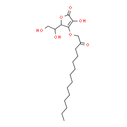 ChemSpider 2D Image | 5-(1,2-Dihydroxyethyl)-3-hydroxy-4-[(2-oxotetradecyl)oxy]-2(5H)-furanone | C20H34O7