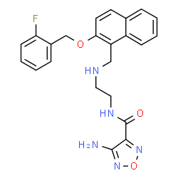 ChemSpider 2D Image | 4-Amino-N-{2-[({2-[(2-fluorobenzyl)oxy]-1-naphthyl}methyl)amino]ethyl}-1,2,5-oxadiazole-3-carboxamide | C23H22FN5O3