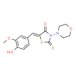 ChemSpider 2D Image | (5Z)-5-(4-Hydroxy-3-methoxybenzylidene)-3-(4-morpholinyl)-2-thioxo-1,3-thiazolidin-4-one | C15H16N2O4S2