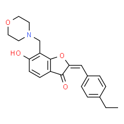 ChemSpider 2D Image | (2E)-2-(4-Ethylbenzylidene)-6-hydroxy-7-(4-morpholinylmethyl)-1-benzofuran-3(2H)-one | C22H23NO4