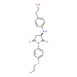 ChemSpider 2D Image | (3R)-3-{[4-(2-Hydroxyethyl)phenyl]amino}-1-(4-propoxyphenyl)-2,5-pyrrolidinedione | C21H24N2O4