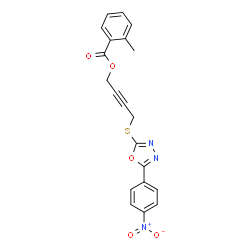 ChemSpider 2D Image | 4-{[5-(4-Nitrophenyl)-1,3,4-oxadiazol-2-yl]sulfanyl}-2-butyn-1-yl 2-methylbenzoate | C20H15N3O5S