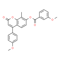 ChemSpider 2D Image | 4-(4-Methoxyphenyl)-8-methyl-2-oxo-2H-chromen-7-yl 3-methoxybenzoate | C25H20O6