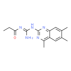 ChemSpider 2D Image | N-[amino-[(4,6,7-trimethyl-2-quinazolinyl)amino]methylidene]propanamide | C15H19N5O