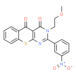 ChemSpider 2D Image | 3-(2-Methoxyethyl)-2-(3-nitrophenyl)-4H-thiochromeno[2,3-d]pyrimidine-4,5(3H)-dione | C20H15N3O5S