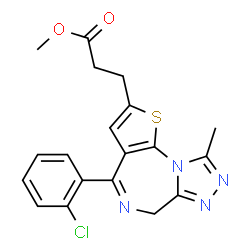 ChemSpider 2D Image | Methyl 3-[4-(2-chlorophenyl)-9-methyl-6H-thieno[3,2-f][1,2,4]triazolo[4,3-a][1,4]diazepin-2-yl]propanoate | C19H17ClN4O2S