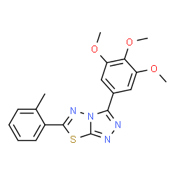 ChemSpider 2D Image | 6-o-Tolyl-3-(3,4,5-trimethoxy-phenyl)-[1,2,4]triazolo[3,4-b][1,3,4]thiadiazole | C19H18N4O3S