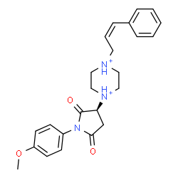 ChemSpider 2D Image | 1-[(3S)-1-(4-Methoxyphenyl)-2,5-dioxo-3-pyrrolidinyl]-4-[(2Z)-3-phenyl-2-propen-1-yl]piperazinediium | C24H29N3O3