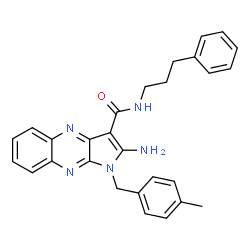 ChemSpider 2D Image | 2-Amino-1-(4-methylbenzyl)-N-(3-phenylpropyl)-1H-pyrrolo[2,3-b]quinoxaline-3-carboxamide | C28H27N5O