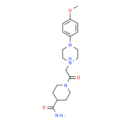 ChemSpider 2D Image | 1-[2-(4-Carbamoyl-1-piperidinyl)-2-oxoethyl]-4-(4-methoxyphenyl)piperazin-1-ium | C19H29N4O3