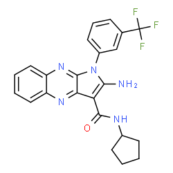 ChemSpider 2D Image | 2-Amino-N-cyclopentyl-1-[3-(trifluoromethyl)phenyl]-1H-pyrrolo[2,3-b]quinoxaline-3-carboxamide | C23H20F3N5O