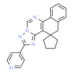 ChemSpider 2D Image | 2-(4-Pyridinyl)-5H-spiro[benzo[h][1,2,4]triazolo[1,5-c]quinazoline-4,1'-cyclopentane] | C22H19N5