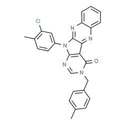 ChemSpider 2D Image | 11-(3-Chloro-4-methylphenyl)-3-(4-methylbenzyl)-3,11-dihydro-4H-pyrimido[5',4':4,5]pyrrolo[2,3-b]quinoxalin-4-one | C27H20ClN5O