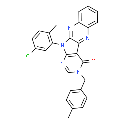 ChemSpider 2D Image | 11-(5-Chloro-2-methylphenyl)-3-(4-methylbenzyl)-3,11-dihydro-4H-pyrimido[5',4':4,5]pyrrolo[2,3-b]quinoxalin-4-one | C27H20ClN5O