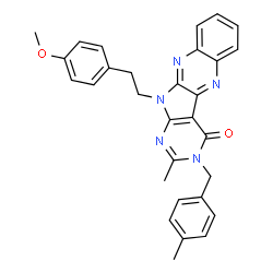 ChemSpider 2D Image | 11-[2-(4-Methoxyphenyl)ethyl]-2-methyl-3-(4-methylbenzyl)-3,11-dihydro-4H-pyrimido[5',4':4,5]pyrrolo[2,3-b]quinoxalin-4-one | C30H27N5O2