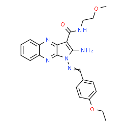 ChemSpider 2D Image | 2-Amino-1-[(4-ethoxybenzylidene)amino]-N-(2-methoxyethyl)-1H-pyrrolo[2,3-b]quinoxaline-3-carboxamide | C23H24N6O3
