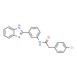 ChemSpider 2D Image | N-[3-(1H-Benzimidazol-2-yl)phenyl]-2-(4-chlorophenyl)acetamide | C21H16ClN3O