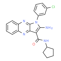 ChemSpider 2D Image | 2-Amino-1-(3-chlorophenyl)-N-cyclopentyl-1H-pyrrolo[2,3-b]quinoxaline-3-carboxamide | C22H20ClN5O