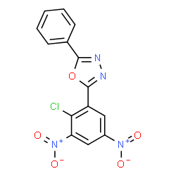 ChemSpider 2D Image | 2-(2-Chloro-3,5-dinitrophenyl)-5-phenyl-1,3,4-oxadiazole | C14H7ClN4O5