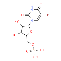 ChemSpider 2D Image | 5-Bromo-1-(5-O-phosphonopentofuranosyl)-2,4(1H,3H)-pyrimidinedione | C9H12BrN2O9P