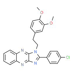 ChemSpider 2D Image | 2-(4-Chlorophenyl)-1-[2-(3,4-dimethoxyphenyl)ethyl]-1H-imidazo[4,5-b]quinoxaline | C25H21ClN4O2
