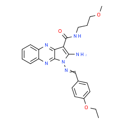 ChemSpider 2D Image | 2-Amino-1-[(4-ethoxybenzylidene)amino]-N-(3-methoxypropyl)-1H-pyrrolo[2,3-b]quinoxaline-3-carboxamide | C24H26N6O3
