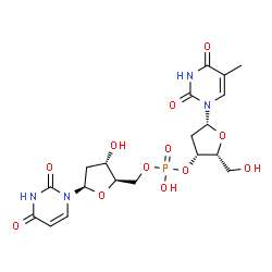 ChemSpider 2D Image | [(2R,3S,5R)-5-(2,4-dioxopyrimidin-1-yl)-3-hydroxy-tetrahydrofuran-2-yl]methyl [(2R,3R,5R)-2-(hydroxymethyl)-5-(5-methyl-2,4-dioxo-pyrimidin-1-yl)tetrahydrofuran-3-yl] hydrogen phosphate | C19H25N4O12P
