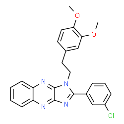 ChemSpider 2D Image | 2-(3-Chlorophenyl)-1-[2-(3,4-dimethoxyphenyl)ethyl]-1H-imidazo[4,5-b]quinoxaline | C25H21ClN4O2