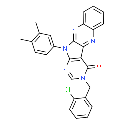 ChemSpider 2D Image | 3-(2-Chlorobenzyl)-11-(3,4-dimethylphenyl)-3,11-dihydro-4H-pyrimido[5',4':4,5]pyrrolo[2,3-b]quinoxalin-4-one | C27H20ClN5O