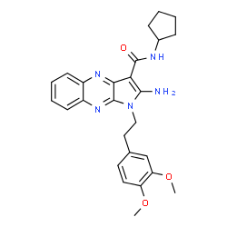 ChemSpider 2D Image | 2-Amino-N-cyclopentyl-1-[2-(3,4-dimethoxyphenyl)ethyl]-1H-pyrrolo[2,3-b]quinoxaline-3-carboxamide | C26H29N5O3